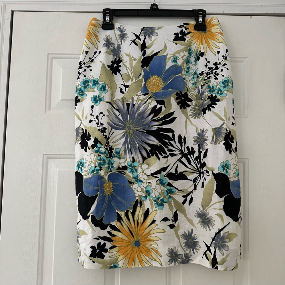 Talbots Linen Floral Skirt 10P